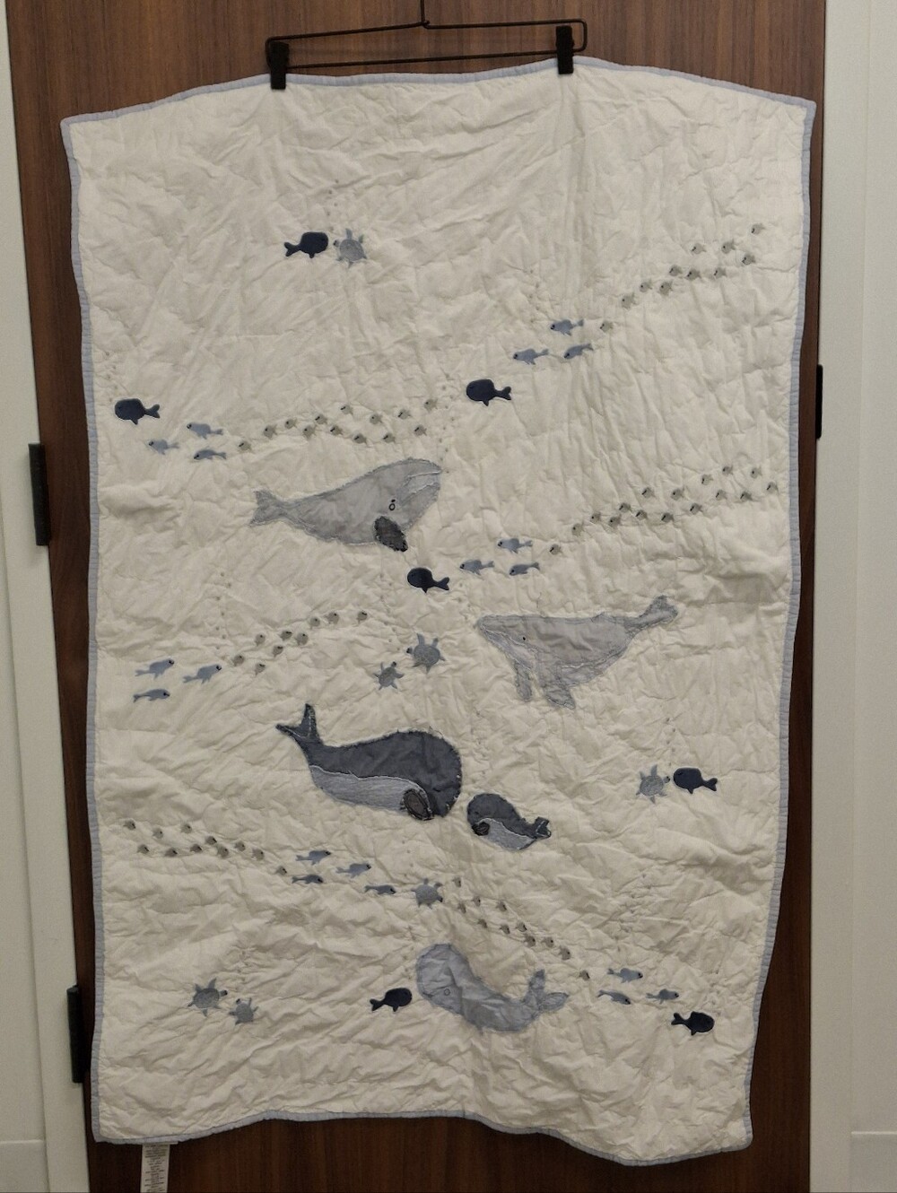 POTTERY BARN KIDS Whale Baby Quilt SZ 36" x 50"